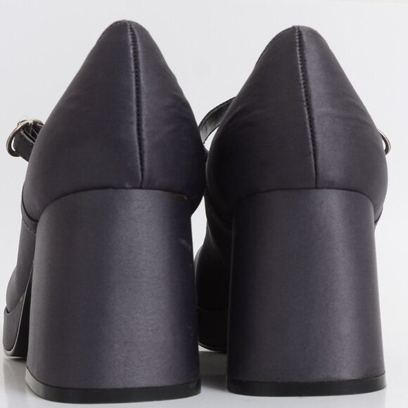 Steve Madden Women's 10 Dark Grey Satin Square Toe Mary Jane Platform Heels - Picture 6 of 9
